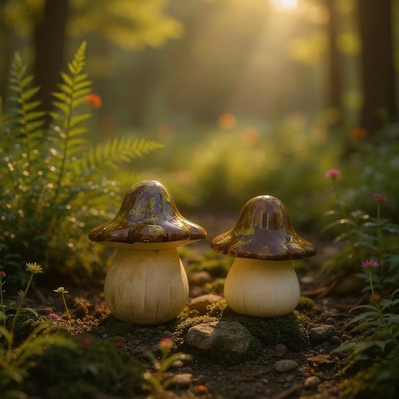 Vintage Mid Century Modern Ceramic Mushroom Sculptures - Set of 2 - Picture 2 of 11